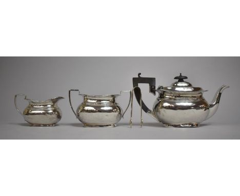 A Three Piece Silver Tea Service to comprise Teapot, Milk Jug and Two handled Sugar, All with Birmingham Hallmarks for Willia