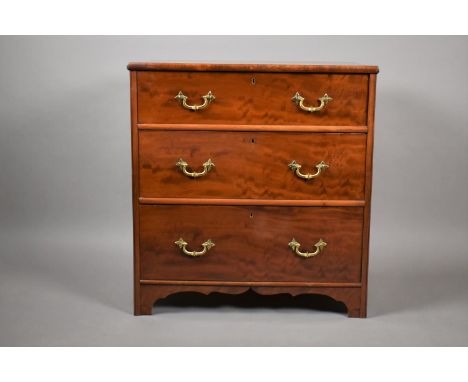 A 19th Century Mahogany Chest of Three Long Drawers, Brass Drop Handles and Bracket Feet, 77x47x82cm high&nbsp;