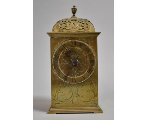 A Brass Carriage Clock with Roman Numeral Chapter Ring with Chased Scrolled Design Vase, Finial to Domed Top, Swiss Buren Mov