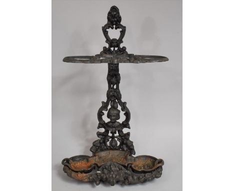 A Cast Iron Victorian Style Stick Stand with Removable Tray 