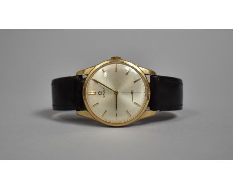 A Vintage Presentation Omega Gold Plated Wrist Watch with Leather Strap, Working Order and with Box 