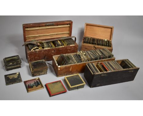 A Large Collection of Victorian Magic Lantern Slides, Various Part Sets in Colour and Monochrome to include Religious, Views 