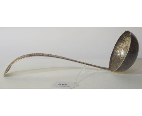 A continental silver soup ladle, 27cm long, 202gms