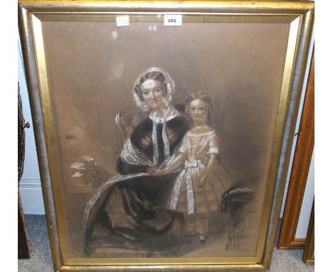 JOHN OLIPHANT Mother and daughter, signed, pastel and pencil, 65 x 53cm and SCOTTISH SCHOOL Portrait of a gentleman, 53 x 42c