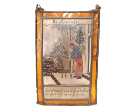 A Dutch stained glass panel, 26cm high