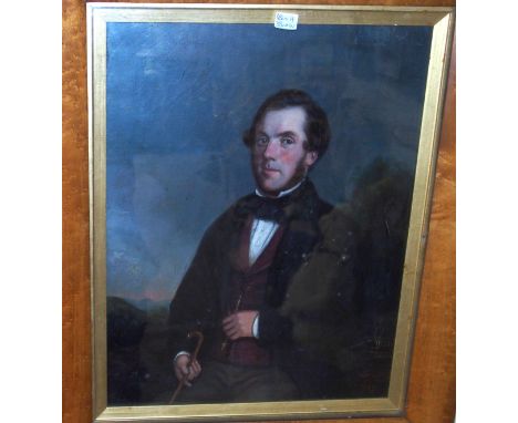 J SOUTER Portrait of a gentleman, half length, signed, oil on board, dated, 1854, 48 x 38cm Gilbert Telfer Collection, Edinbu