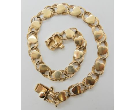 A 14ct gold bracelet with heart motif links length 19.5cm, weight 7.6gms Item being sold on behalf of Woking and Sam Beare Ho