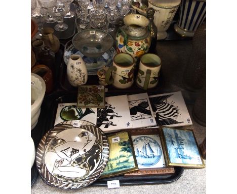 A Liliesleaf pottery bowl, various tiles, Rosenthal vase etc&nbsp;