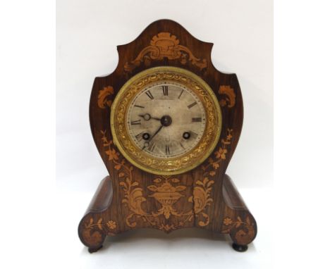 A French inlaid mantle clock, the movement marked Dupont 1782 4 1/2