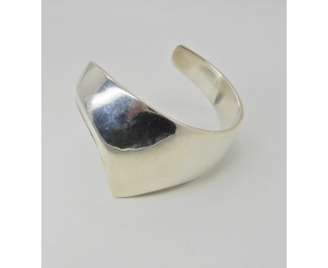 A silver Danish bangle made by Poul Warmind, inside diameter 5.7cm x 5cm