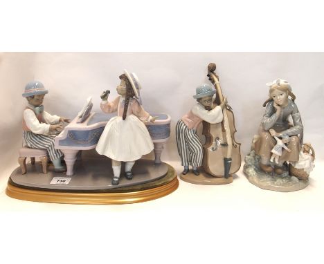 A Lladro figure Jazz Duo, designed by Antonio Ramos and two other figures