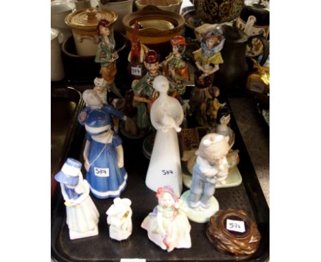 Two Royal Doulton figures Lucy and Babie, Royal Worcester nun candlesnuffer, two B &amp; G figures and other figures