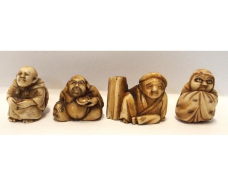 Four ivory netsuke of men