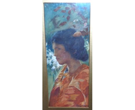 MAY BRADLEY Portrait head and shoulders, signed, watercolour and another, 31 x 12cm (2)