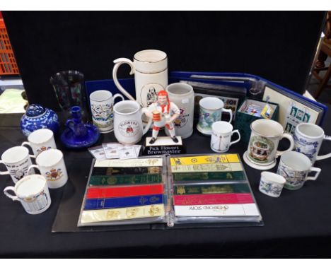 A QUANTITY OF FIRST DAY COVERS with some brewery ware, a Chinese blue and white porcelain ginger jar, and other items