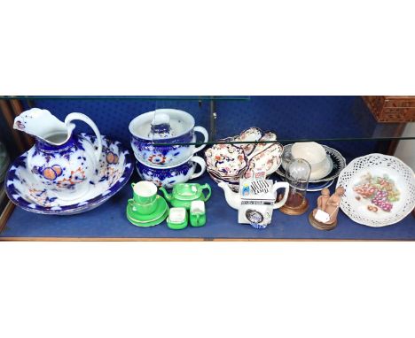 A W.DEAN, BURSLEM 'JAPAN' TOILET SET comprising jug, basin, vase and two chamber pots, three pieces of Mason's Ironstone, and