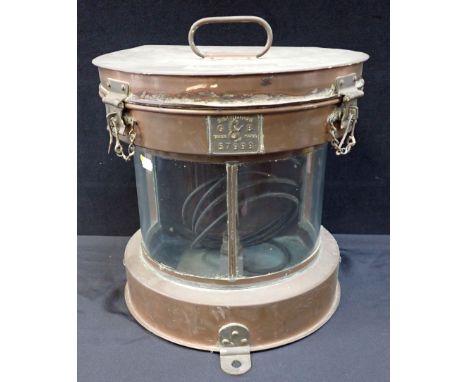A COPPER SHIP'S MASTHEAD LAMP, 'SEAHORSE' No 57999, height 33.5cm (fitted for electricity)