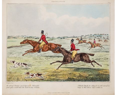 Alken (Henry) [Thoughts while Fox Hunting], first edition, 6 hand-coloured etched plates after Alken, plate 1 with short tear