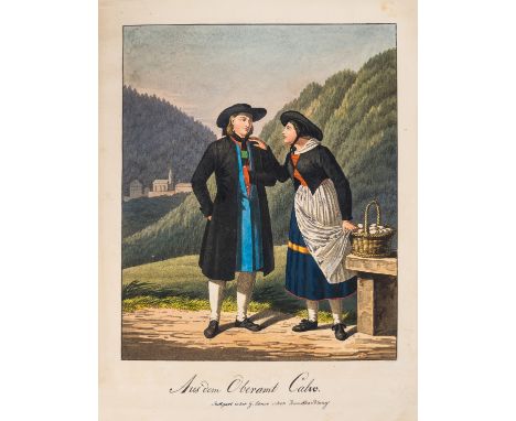 Heideloff (Carl) Volkstrachten des Koenigreichs Würtem-berg..., engraved title with hand-coloured coats-of-arms of the towns 