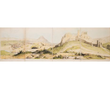 Bracebridge (Selina) [Panoramic Sketch of Athens], hand-coloured lithographed panorama, c.2,700 x 270mm., linen reinforcement