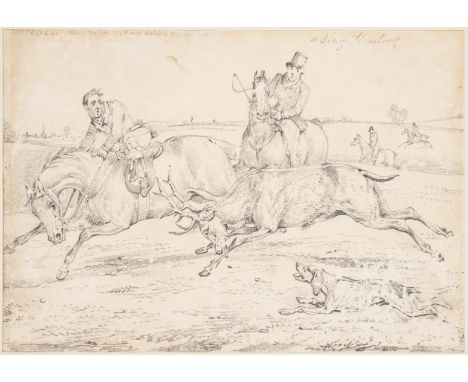 [Alken (Henry)] [Six Drawings of Sporting Notions], later printed title, 6 pencil drawings, one with ink annotations to verso