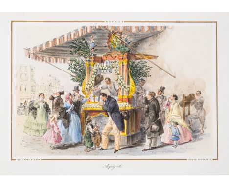 Dura (Gaetano) Gruppe di Costumi Napoletani, 10 hand-coloured lithographed plates only (of 33), one or two loose, old cloth-b