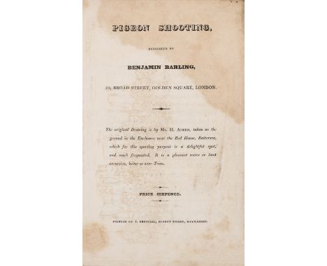 Alken (Henry) Pigeon Shooting, etched frontispiece, light damp-staining, title fore-edge a little frayed, original plain wrap