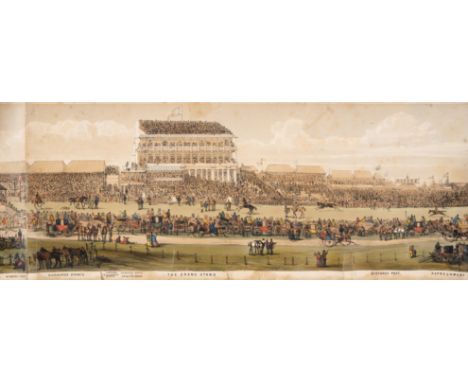 Alken (Samuel) [Epsom Race Course], hand-coloured lithograph panorama, on 4 sheets (joined), c.210 x 2210 mm, one or two shor