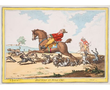 Gillray (James) & Brownlow North. [Hunting], 4 hand-coloured etchings, paper watermarked 1808, one plate trimmed at fore-edge