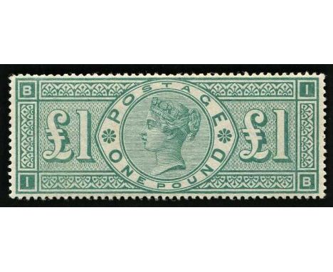 Great Britain 1891 £1 green, SG.212, mint. Fairly lightly hinged, a little light gum disturbance mentioned for absolute accur