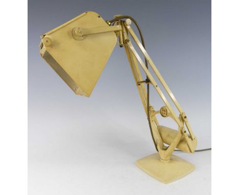 Hadrill &amp; Horstmann - a Pluslite cream painted metal desk lamp, of counterbalanced adjustable form, with hinged shade, op