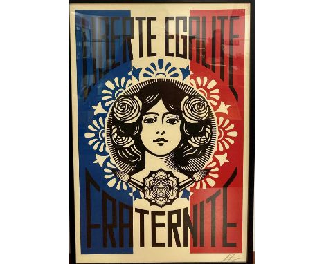 Shepard Fairey (b.1970) - Liberté Égalité Fraternité (2022) , lithograph printed in colours, signed and dated '22 lower right