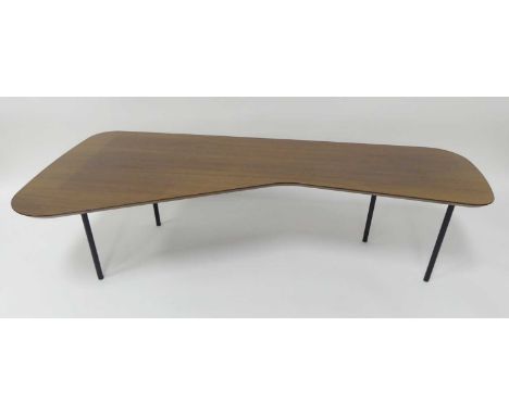 Alexander Girard (1907-1993) for Knoll Studio - a contemporary layered plywood and walnut veneered long coffee table, of inve
