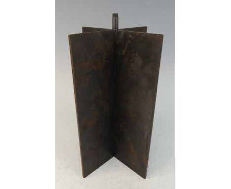 After a design by Jean-Michel Frank - a wrought iron 'Croisillon' lamp, black painted, lacking electrical fittings, h.30.5cm
