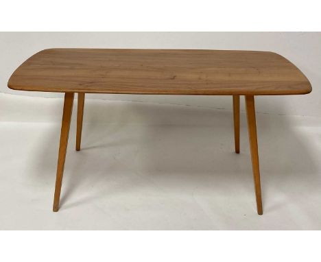 A 1960s Ercol blond elm Windsor 382 dining table, having rounded corners, on tapering square supports, h.71.5cm, length 152cm