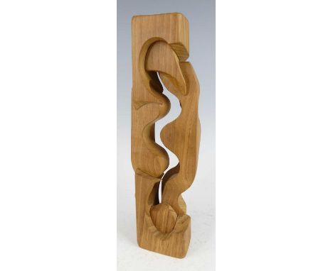 § Brian Willsher (1930-2010) - an untitled interlocking wood totem, signed in pen Brian Willsher and dated 1997 verso, h.33.5