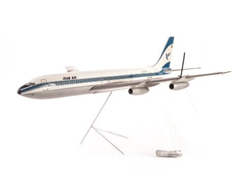 A Large 1970s Travel Agent’s Boeing 707 Display Model, in Iran Air livery, registration EP-IRL, resin, with wire metal stand,