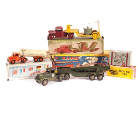 Crescent Toys No.1271 Long Range Mobile Gun, green and brown camouflage body, star decals to doors, Morestone Trucks Of The W