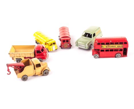 Matchbox Lesney 1-75 Series Commercials, including No.59 Singer Van, No.11 ERF Petrol Tanker (3), two yellow, one red, No.4 T