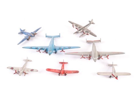 Dinky Toys 60k Light Tourer (2), silver and red examples, 62r Four Engined Liner (2), 62b Medium Bomber and others, P-E (12) 