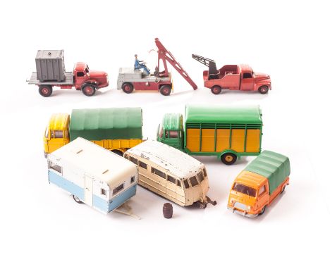 French Dinky Commercial Group, 50 Salev Mobile Crane, 34b Berliet Container Truck, 582 Citroën Breakdown Truck, 577 Berliet L