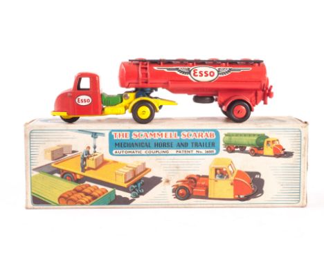 A Crescent No.1276 Scammell Scarab With Esso Tanker, red, green, yellow, ‘Esso’ decals to tank, in original box, E, box G, gr