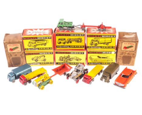 Benbros Mighty Midget & TV Series, No.8 Foden Timber Tractor, No.18 Hudson Tourer, No.23 Delivery Van, No.19 Tractor & Traile