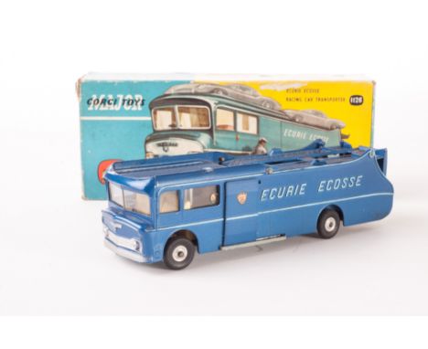 A Corgi Major Toys 1126 Ecurie Ecosse Racing Car Transporter, metallic dark blue body, logo in light blue lettering, in origi