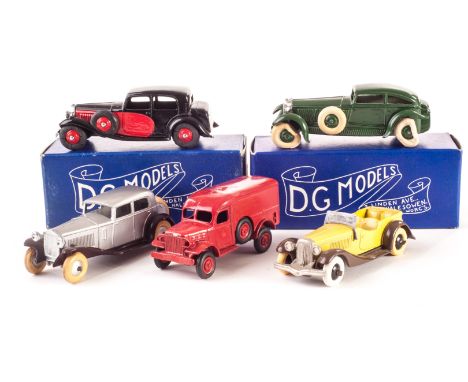 DG Models, Town Sedan, Rolls Royce Four Light Saloon, in original boxes, loose Bentley Speed Six, Bugatti, Dodge 4x4, VG-E, B