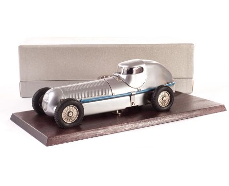1991 Märklin Museum Model, 1096 Silver Arrow Racing Car W25, tinplate clockwork model with silver body and plastic driver, in