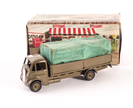 A Benbros A106 Army Covered Lorry, green AEC lorry, ‘Sunderland’ cast in side door, green cloth tilt, in original box, VG-E, 