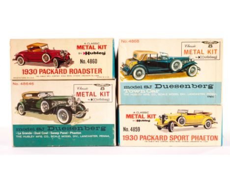 Hubley Metal Kits, 1/18 SJ Duesenberg Town Car, SJ Duesenberg Phaeton, 1/22 1930 Packard Sport Phaeton, 1930 Packard Roadster