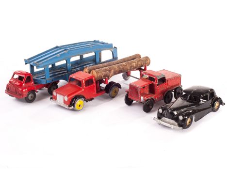 British Diecast Group, Morestone Prime Mover, Arbur Products Bedford Articulated Log Transporter and Car, Bedford Car Transpo