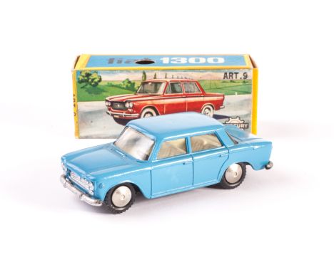 A Mercury No.9 Fiat 1300, light blue body, off-white interior, steel hubs, in original box, E, box G-VG 